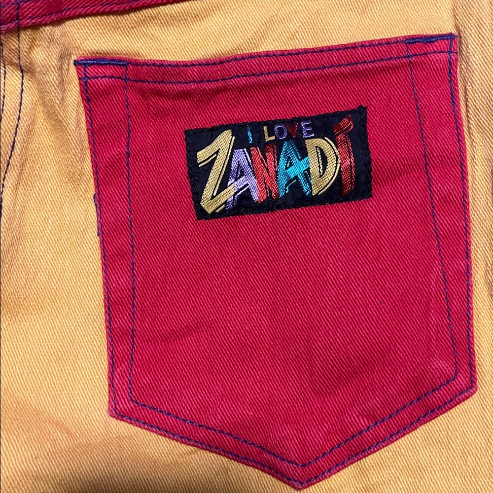 Zana-Di -90’s Rainbow Color Block Patch High Rise Tapered Leg Skinny Jeans - Picture 6 of 10